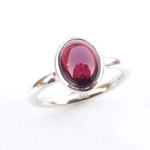 Solid 925 Sterling Silver Garnet Ring Natural Garnet Birthstone Ring-R281 - Picture 1 of 3