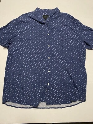 Rails Carson Button Down Short Sleeve Blue Geometric Size 2XL/XXL Linen Blend - Image 1 of 4