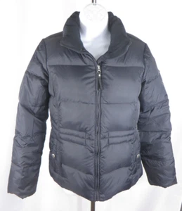 Abrigo acolchado para mujer Black Lands End plumas relleno cremallera frontal talla pequeña - Imagen 1 de 4