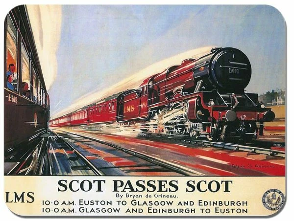 Scot Passes Scot LMS Vintage Poster Mouse Mat. Train Railway Ad Mouse Pad - Image 1 of 1