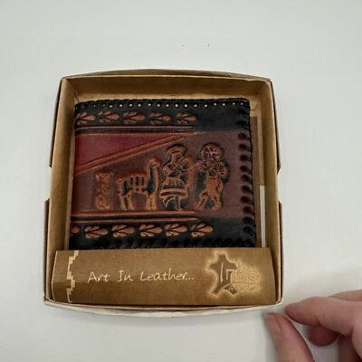 Бумажник складной из натуральной кожи - перуанское мастерство - Изображение 1 из 4