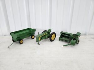 3 Vintage Original 1/16 Eska Carter John Deere Farm Toys 620 Tractor Wagon Baler