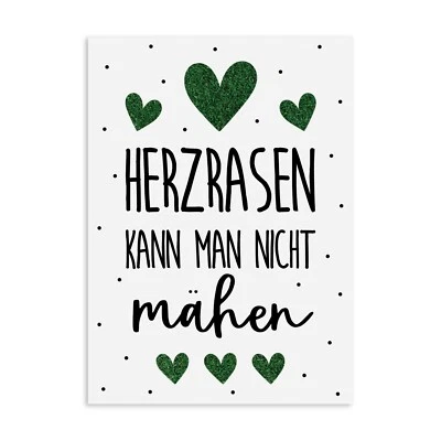 Postkarte HERZRASEN kann man nicht mähen Postkarte Liebe, Postkarten Sprüche - Bild 1 von 3