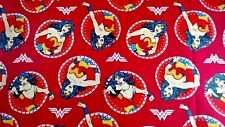DC Superhero Wonder Woman Red Circles Fat Quarter Cotton Fabric 21 x 18 FQ NEW