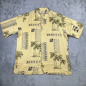 NEW Island Republic Hawaiian Tribal 100% Silk Button Up Aloha Shirt Mens XL - Picture 1 of 10
