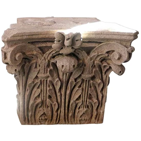 Antique American Limestone Corinthian Architectural Pilaster Capital c. 1900 Cover