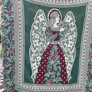 Gewebter Weihnachtsengel Überwurf Wandbehang Wandteppich wendbar HMK LIC 60” x 45” - Bild 1 von 8