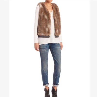 Espléndido chaleco de piel sintética reversible Ashville para mujer gris/marrón talla mediana/grande  Foto 1 de 4