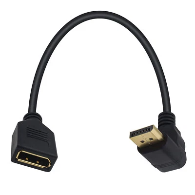 Up Angle 90 Degree Displayport DP Male to DP Female Extension Adapter Cable 30cm - Image 1 of 4