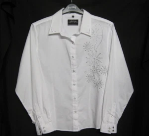 Woman White Horse Western Style Pearl Snap Front Shirt Sz Large Embrodiery Flaw - Picture 1 of 7