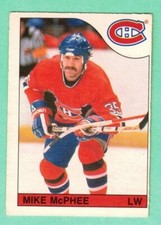 (1) MIKE MCPHEE  1985-86 O-PEE-CHEE # 225 CANADIENS ROOKIE CREASED CARD (I4075)