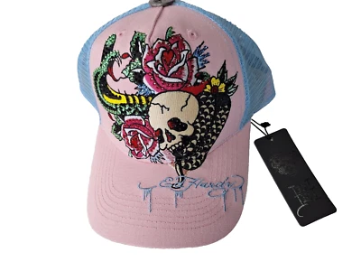 Sombrero Cobra Ed Hardy Estrás Hombres Mujeres Rosa Azul Malla Snapback Talla Única Nuevo Foto 1 de 4