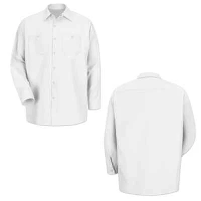 Red Kap Work Shirt Solid Color 2 Pocket Men's Industrial Uniform Long Sleeve - Image 1 of 4