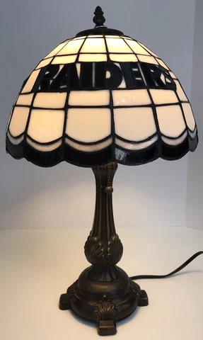 NFL Raiders Stained Glass Lamp Bronze The Memory Company 2003 Man Cave Light Cover