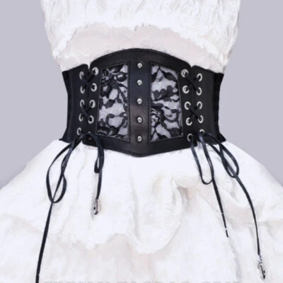 Damen Blumen Spitze Breiter Gürtel Bund Korsett Elastisch Punk Gothic Kummerbund - Bild 1 von 4