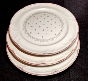Vtg 80's Victoriana Pink Rose CHD Stoneware 10.5" Dinner Plates Japan Set of 3 - Picture 1 of 7