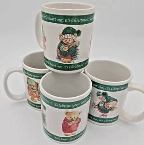 Mary Hamilton Hallmark Mary's Bears Weihnachtstassen Vintage 4er Set leuchtende Farben! - Bild 1 von 5