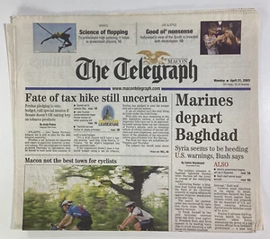 Macon Georgia Telegraph Newspaper April 21, 2003 Iraq War Tour de Georgia Bicycl - Picture 1 of 9