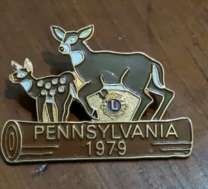 Vintage 1979 Lions Club Pin Pennsylvania Doe & Fawn - Bild 1 von 2