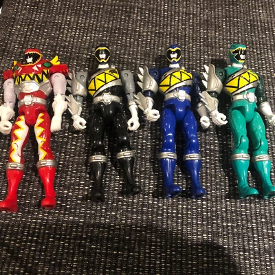 Bandai Power Rangers Dino RED/GREEN/BLUE & BLACK RANGER 5.5" Unboxed - Image 1 of 4