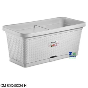 FIORIERA VASO RETTANGOLARE NATURAL CM 80X40X34 H BIANCO EFFETTO RATTAN - Foto 1 di 1