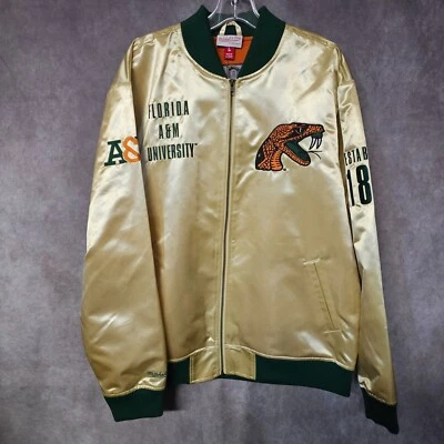 Chaqueta de bombardero Mitchell & Ness Florida A&M Rattlers dorada FAMU satinada L $150 nueva con etiquetas Foto 1 de 4