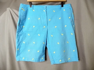 Talbots Women's SZ 16 Shorts Lemon Lime Slice Floral Print Bermuda Shorts t - Picture 1 of 7