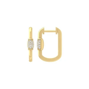 0.13Ct Lab Grown Diamond 14K Yellow Gold Hoop Earrings Gift for Women 2.35gm - Picture 1 of 9