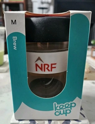 KEEPCUP VIDRIO BREW REUTILIZABLE CON TAPA NEGRA BLANCO NRF BANDA DE SILICONA M 12OZ (NUEVO CON ETIQUETAS) Foto 1 de 4
