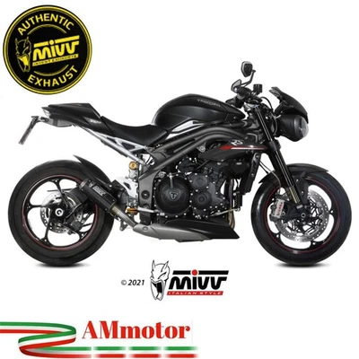 Mivv Triumph Speed Triple 1050 R 2019 Exhaust Motorcycle Slip-On MK3 Carbon - Image 1 of 3