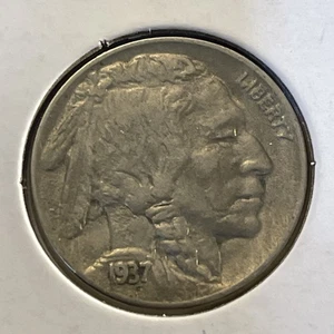 1937-D 5C Buffalo Nickel F5437 Full Horn - Picture 1 of 2