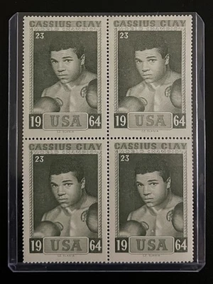 1964 Slania Stamps Block of 4 Muhammad Ali/Cassius Clay Rookie - Image 1 of 2