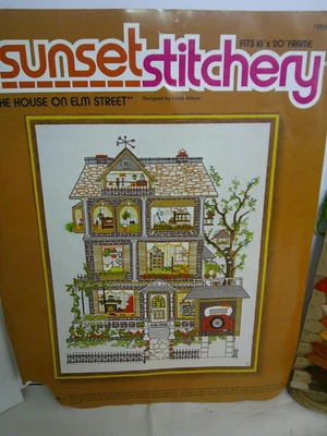 Sunset Stitchery Crewel Embroidery Kit 2230 Open Kit The House on Elm Street - Image 1 of 4