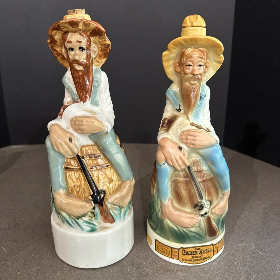 2 Vintage Cabin Still Kentucky Bourbon Whiskey Decanter Hillbilly Figurine 1969 - Image 1 of 4