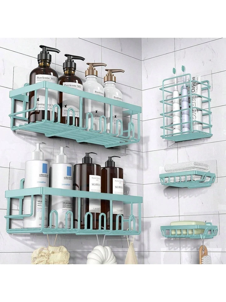 Paquete de 5 organizadores adhesivos de ducha para almacenamiento de baño y cocina Foto 1 de 4