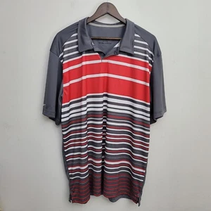 Black Clover Mens Polo Shirt XXL Gray Red White Striped Collared Short Sleeve - Picture 1 of 8