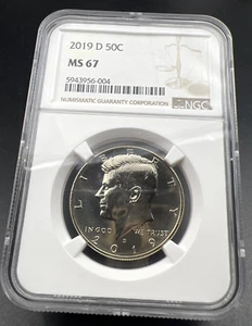 2019 D 50c Kennedy Copper Nickel Half Dollar Coin MS67 NGC Certified #004 - Picture 1 of 8