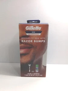 GILLETTE Skinguard for Razor Bumps-1 Razor 2 Cartridges & 1 Shave Gel NEW - Picture 1 of 6
