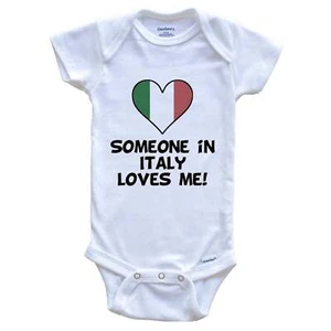 Someone In Italy Loves Me Italian Flag Heart One Piece Baby Bodysuit - Picture 1 of 2