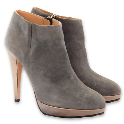 NUEVO VALENTINO GARAVANI Botines Plataforma Tobillo Gamuza Gris, Talla 37 Foto 1 de 4