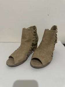 Cato 10W Tan Peep Toe Wedge Ankle Boots - Picture 1 of 5