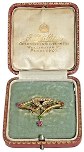 Antique 15ct gold Suffragette Art Nouveau brooch Pearl Peridot Topaz - Picture 1 of 8