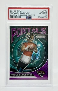 PSA 10 2023 Prizm Portals Purple Power Trevor Lawrence 33/49 Jaguars - Picture 1 of 2