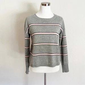 SWTR Women's Size M Elephant Combo Wool Cashmere Blend Stripe Crop Crew Sweater - Picture 1 of 10