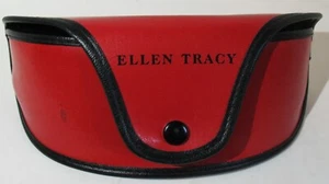 Vintage Ellen Tracy Red and Black Leather Sunglasses Case - Picture 1 of 13