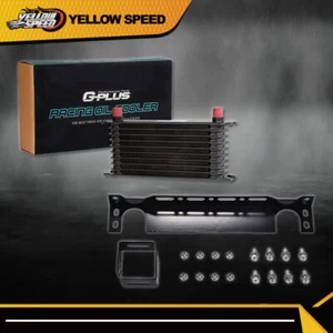 10 ROW Universal Aluminum Engine Transmis​sion Oil Cooler W/Bracket Kit Black - Foto 1 di 9
