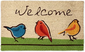 Natural Coir Doormat Outdoor Welcome Mat, 17X29, for the Birds - Picture 1 of 12