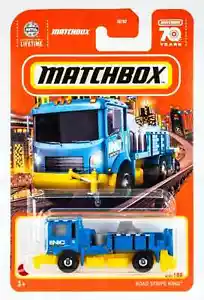 Matchbox Road Stripe King BLU GIALLO INC COSTRUZIONE 2023 Matchbox #55 - Foto 1 di 1