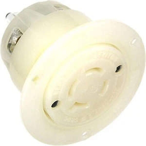 Receptáculo de bloqueo Leviton 2436 20 amperios, 480 voltios - 3 piezas salida bridada - blanco - Imagen 1 de 3