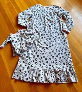 Carter's Fleece 8-10Y Animal Print Girl's Pajama Nightgown with Doll Dress - Picture 1 of 6